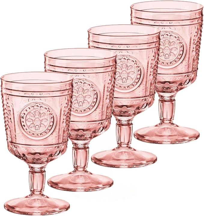 Bormioli Rocco Romantic Set Of 4 Stemware Glasses, 10.75 Oz. Colored Crystal Glass, Cotton Candy ... | Amazon (US)