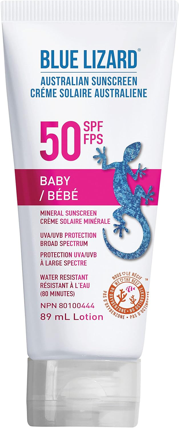 BLUE LIZARD Baby Broad Spectrum Mineral Sunscreen Lotion, SPF 50+, Water Resistant with Smart Cap... | Amazon (CA)