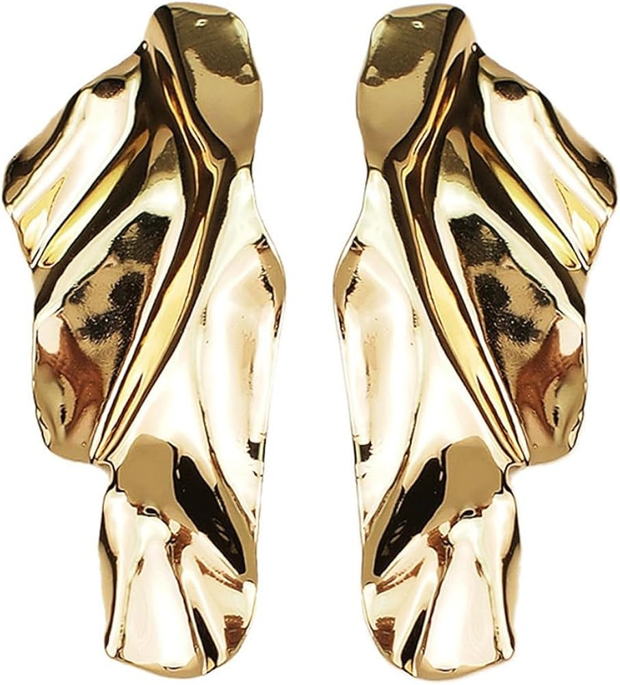 Statement Geometric Metal Earrings for Women Large Fashion Irregular Minimalism Metal Simple Earr... | Amazon (US)
