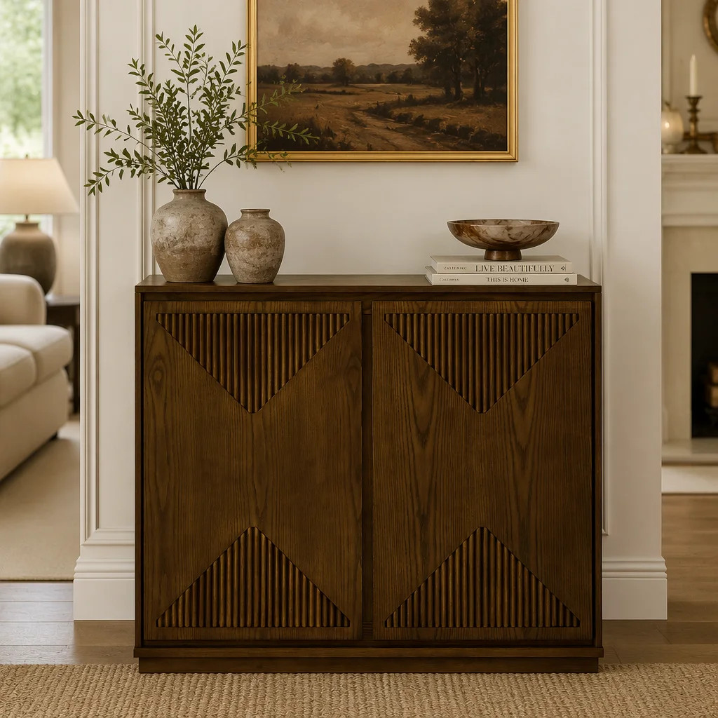 Latitude Run® Mid Century Modern V-Shape Storage Cabinet, Buffet Cabinet With Storage, Narrow Side Cabinet For Living Room Entryway Hallway Kitchen, Coffee Bar | Wayfair | Wayfair North America