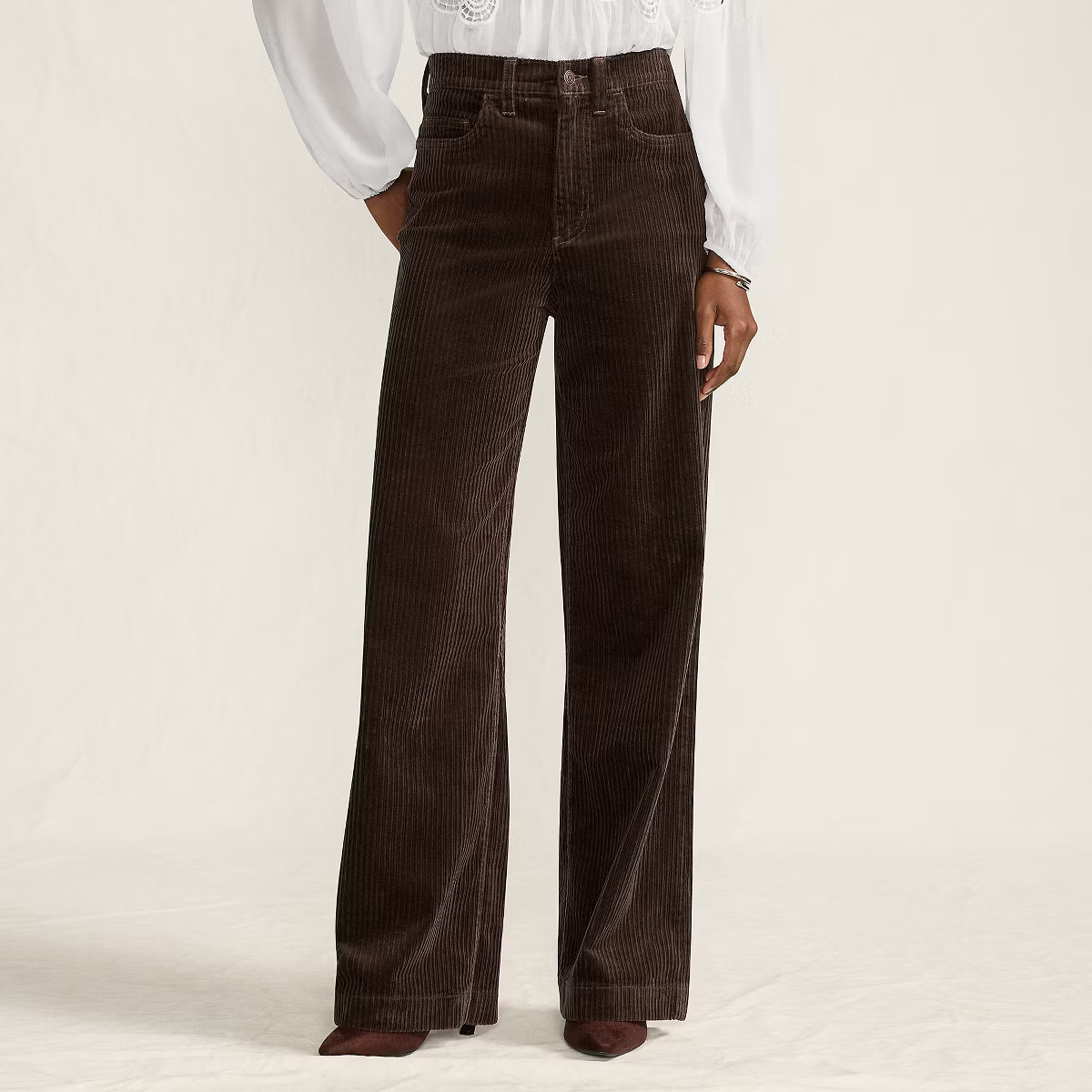 Lands' End Women's High Rise Wide Leg Corduroy Pants - 18 - Rich Coffee | Target
