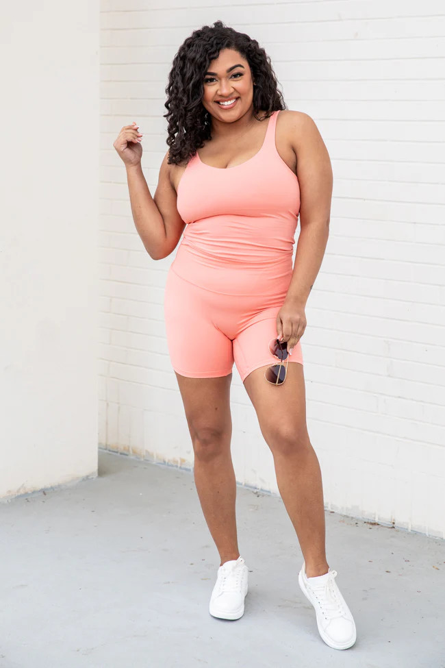 Miles Ahead Coral V-Neck Tank Bra Top | Pink Lily