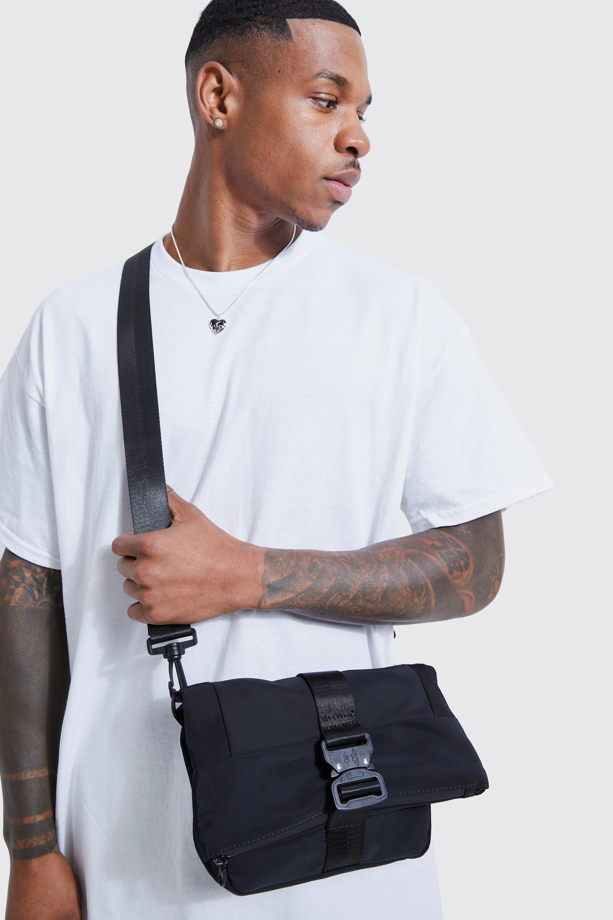 Buckle Detail Roll Top Cross Body Bag | boohooMAN (DE, IE & UK)