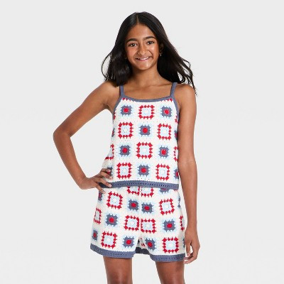Girls' Sweater Tank Top - art class™ Red/White/Blue XL | Target