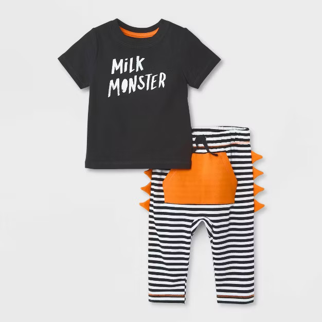 Baby Boys' 'Milk Monster' Top & Bottom Set - Cat & Jack™ Black | Target