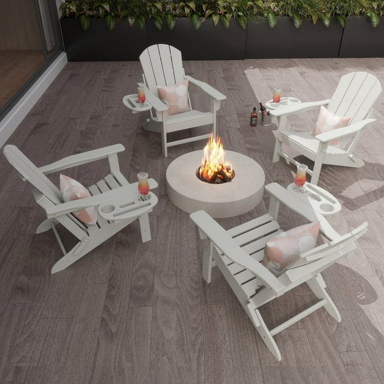 FOOWIN Folding HDPE Adirondack Chairs Set of 4, White | Walmart (US)