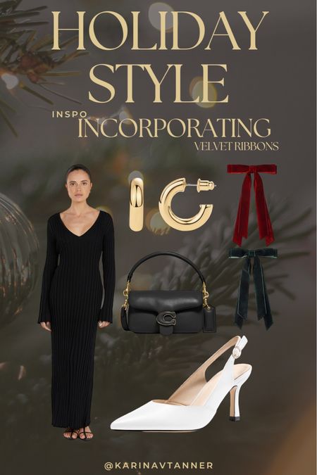 Simple holiday look. Linked black dresses at different price points.


Sling back heels, long sleeve dress, ribbon hair clip, bow, mini gold hoops, coach 

#LTKCyberWeek #LTKHoliday #LTKstyletip
