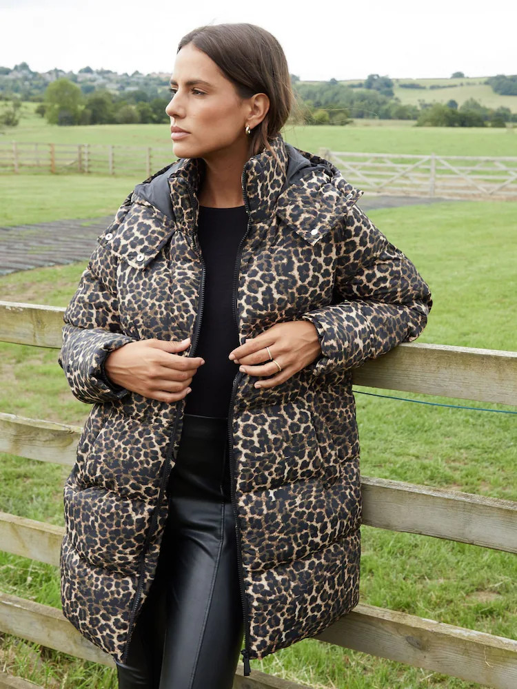 Threadbare Daunenjacke mit Kapuze und Leopardenmuster | Next EU