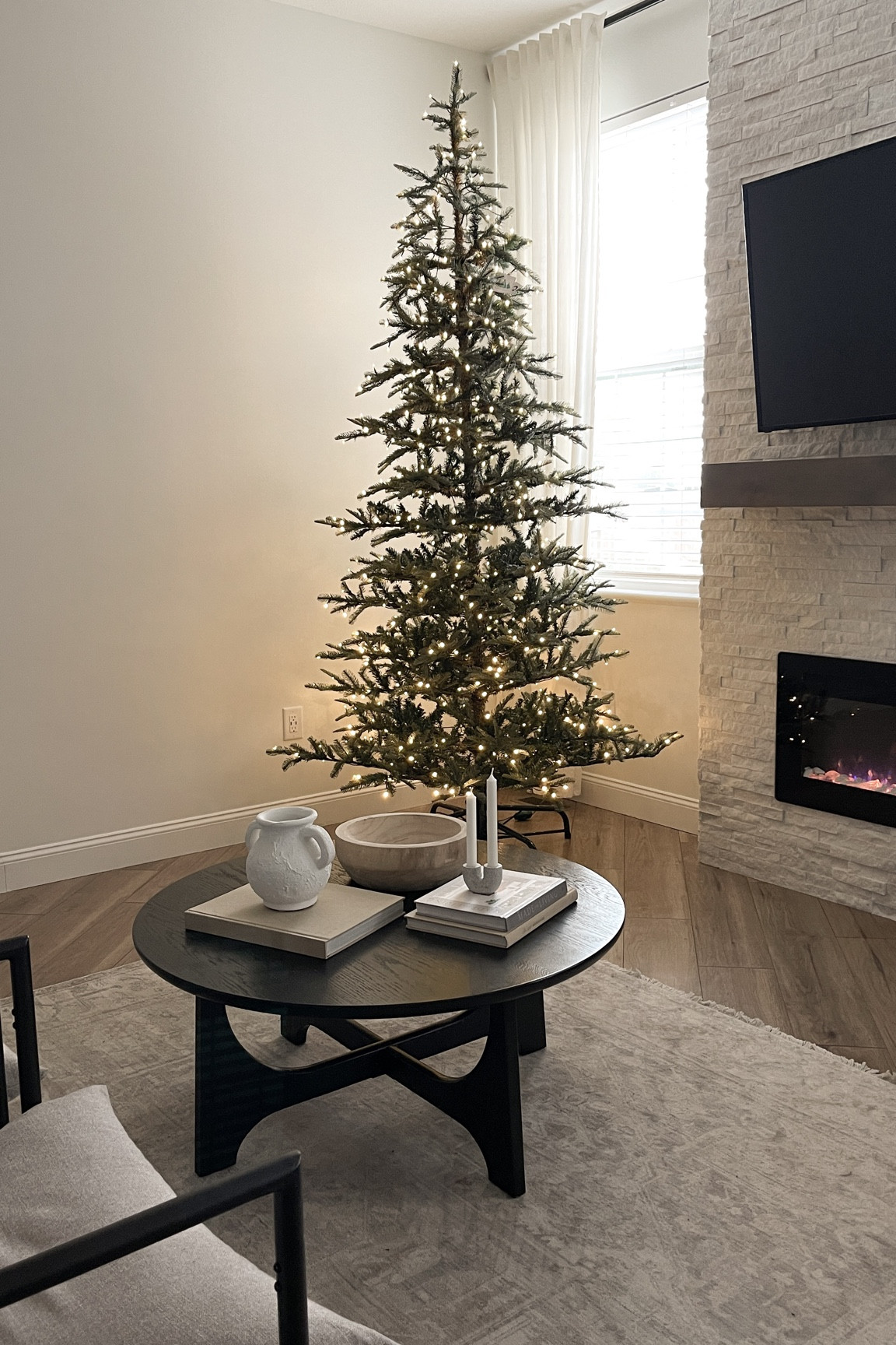 9ft Noble fir by King of Christmas 
Pre lit
How beautiful is it??

#LTKhome #LTKHoliday #LTKSeasonal