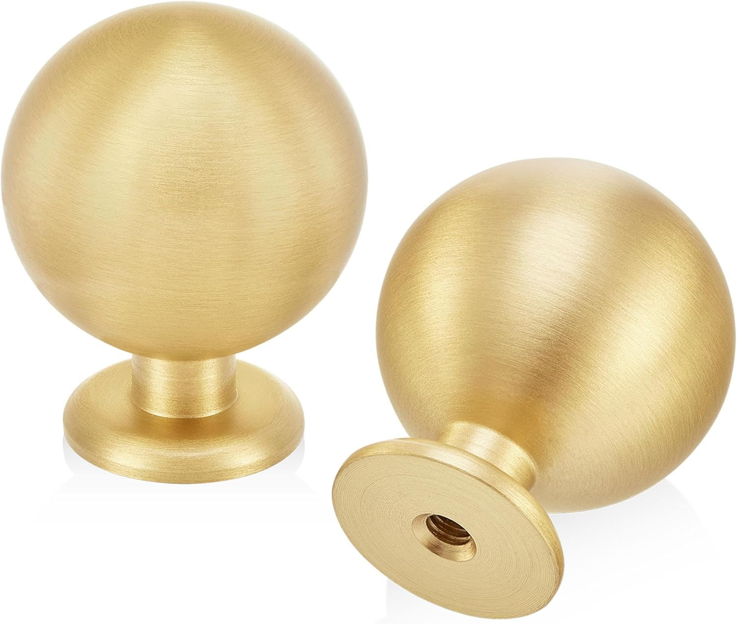 QOGRISUN 10-Pack Solid Brass Cabinet Knobs, Round Ball Gold Knobs for Dresser Drawer, 1.1-Inch Di... | Amazon (US)
