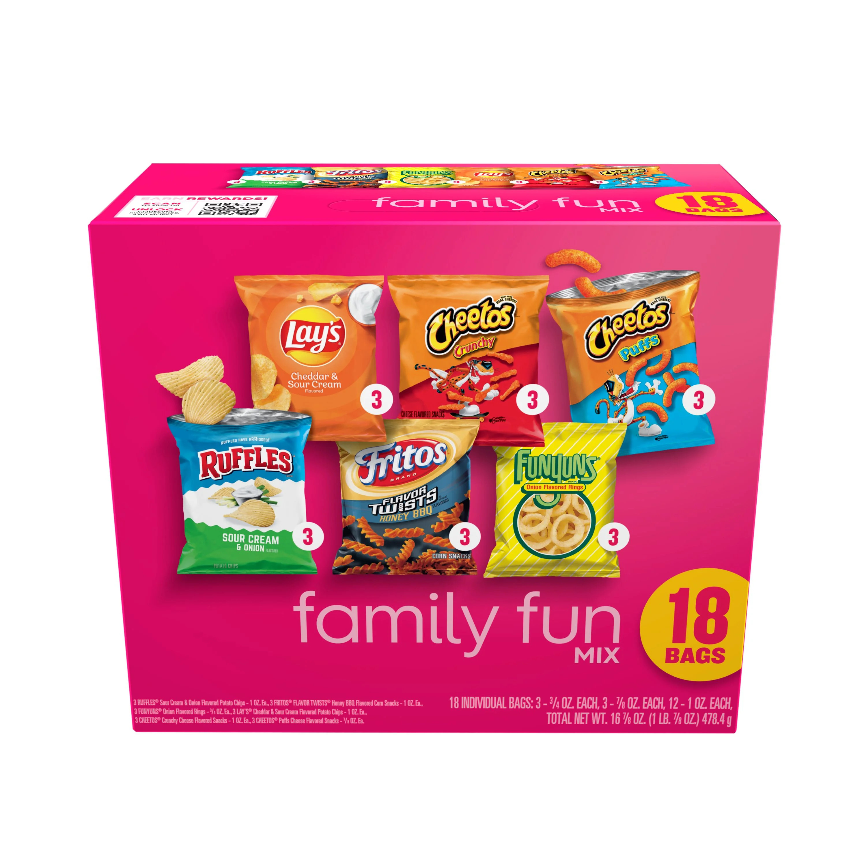 Frito-Lay Family Fun Mix Variety Pack Snack Chips, 18 Count Multipack | Walmart (US)