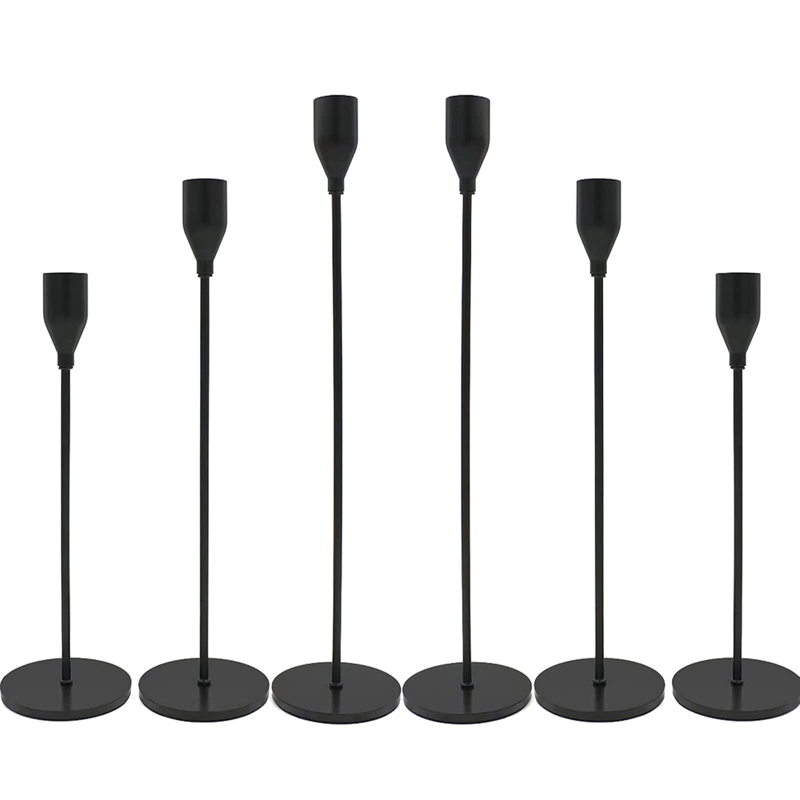 Matte Black Taper Candle Holder Set of 6, Tall Candlestick Holders, Metal Vintage Candle Stickers... | Amazon (US)