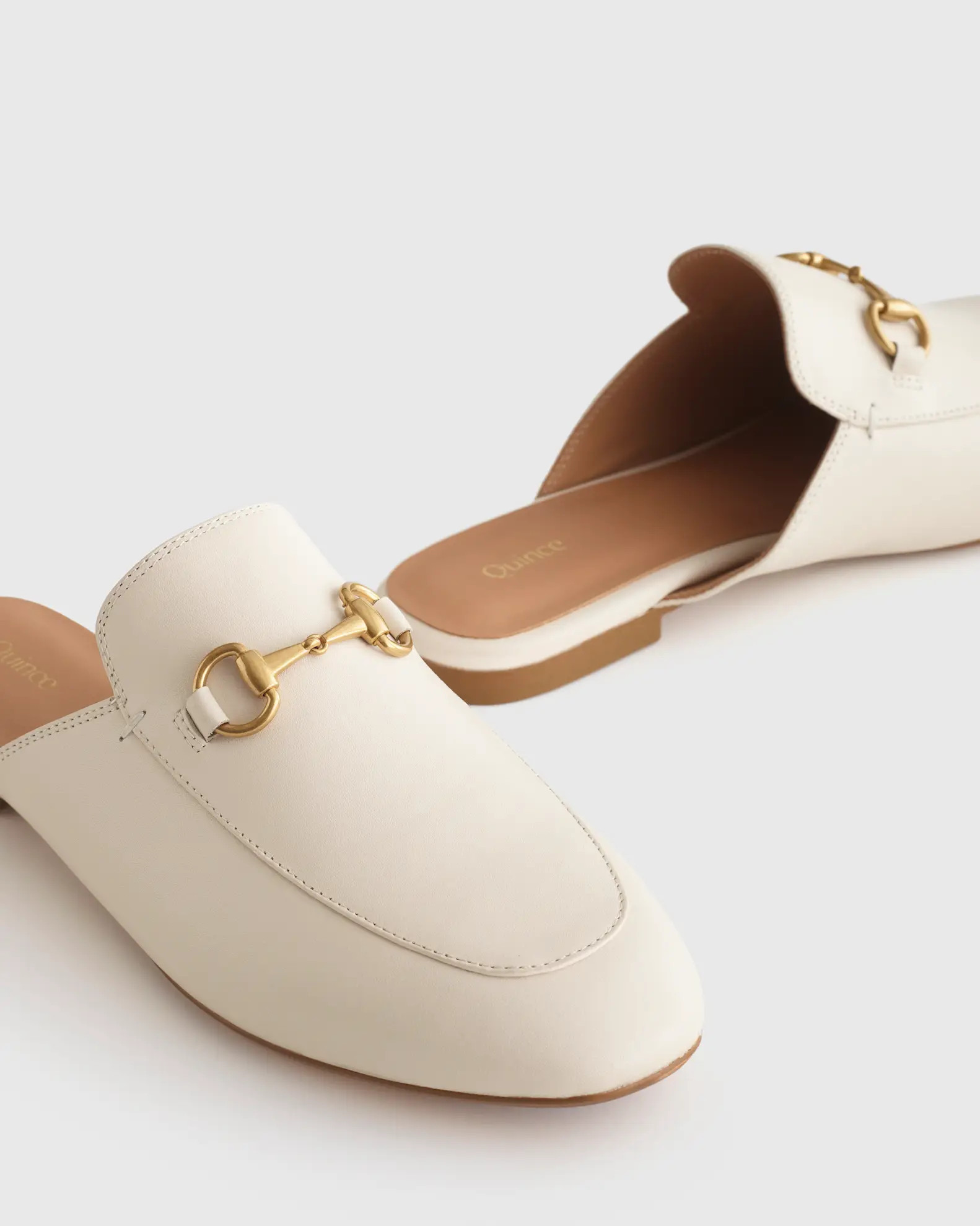 Italian Leather Horsebit Loafer Mule in Bone | Quince