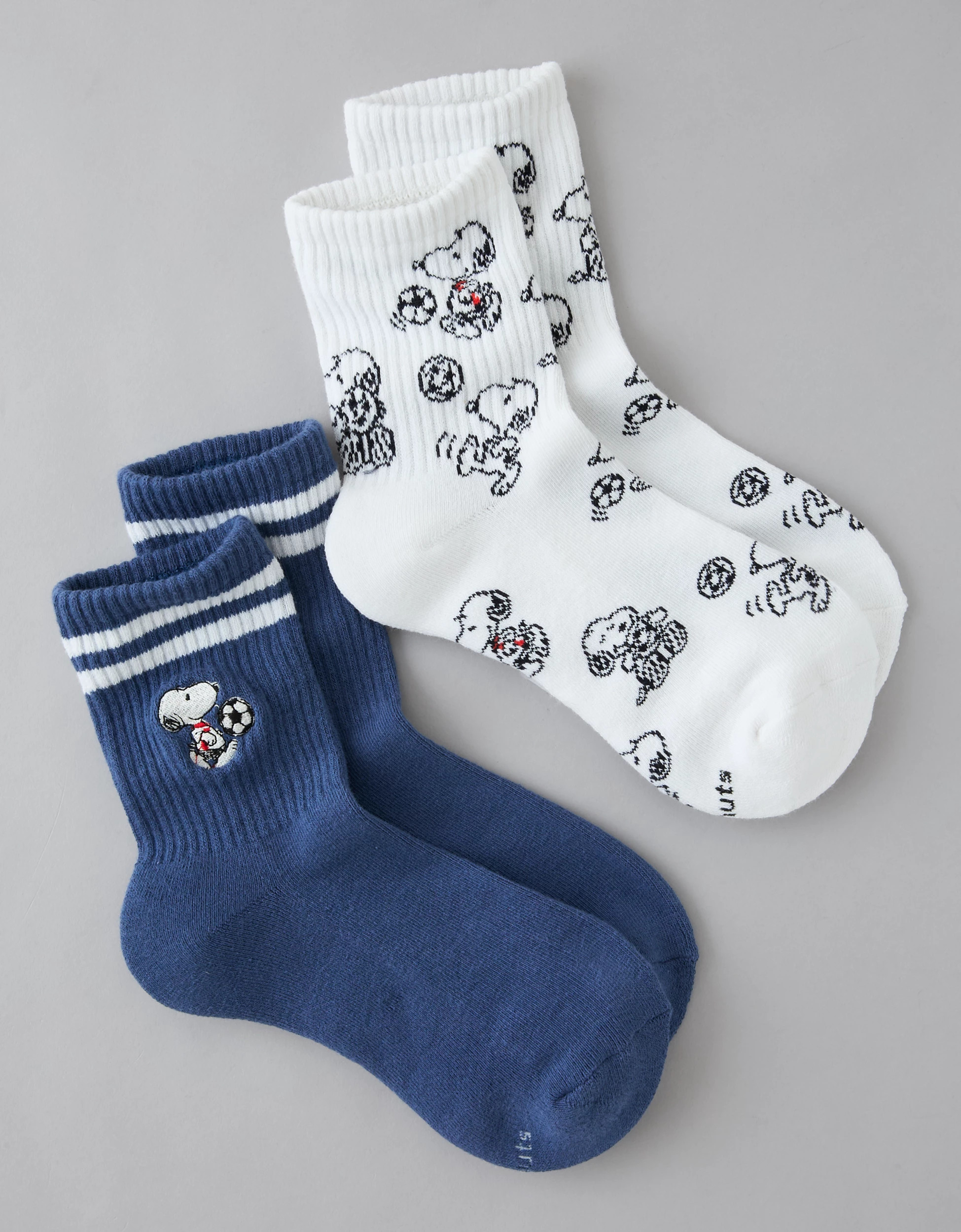 AE Snoopy Graphic Cropped Crew Socks 2-Pack | American Eagle Outfitters (US & CA)