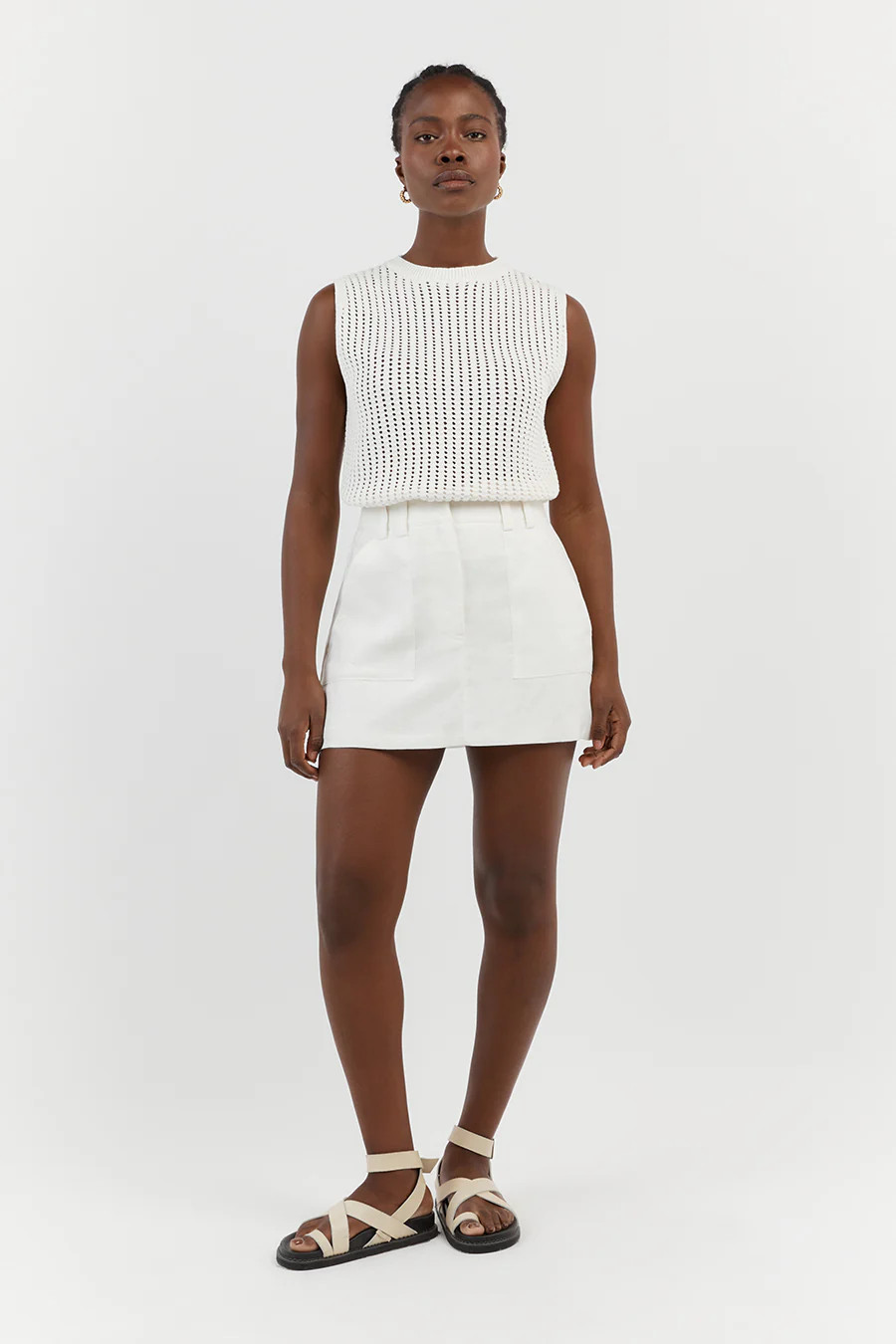 DENNY CROCHET OFF WHITE KNIT TOP | DISSH