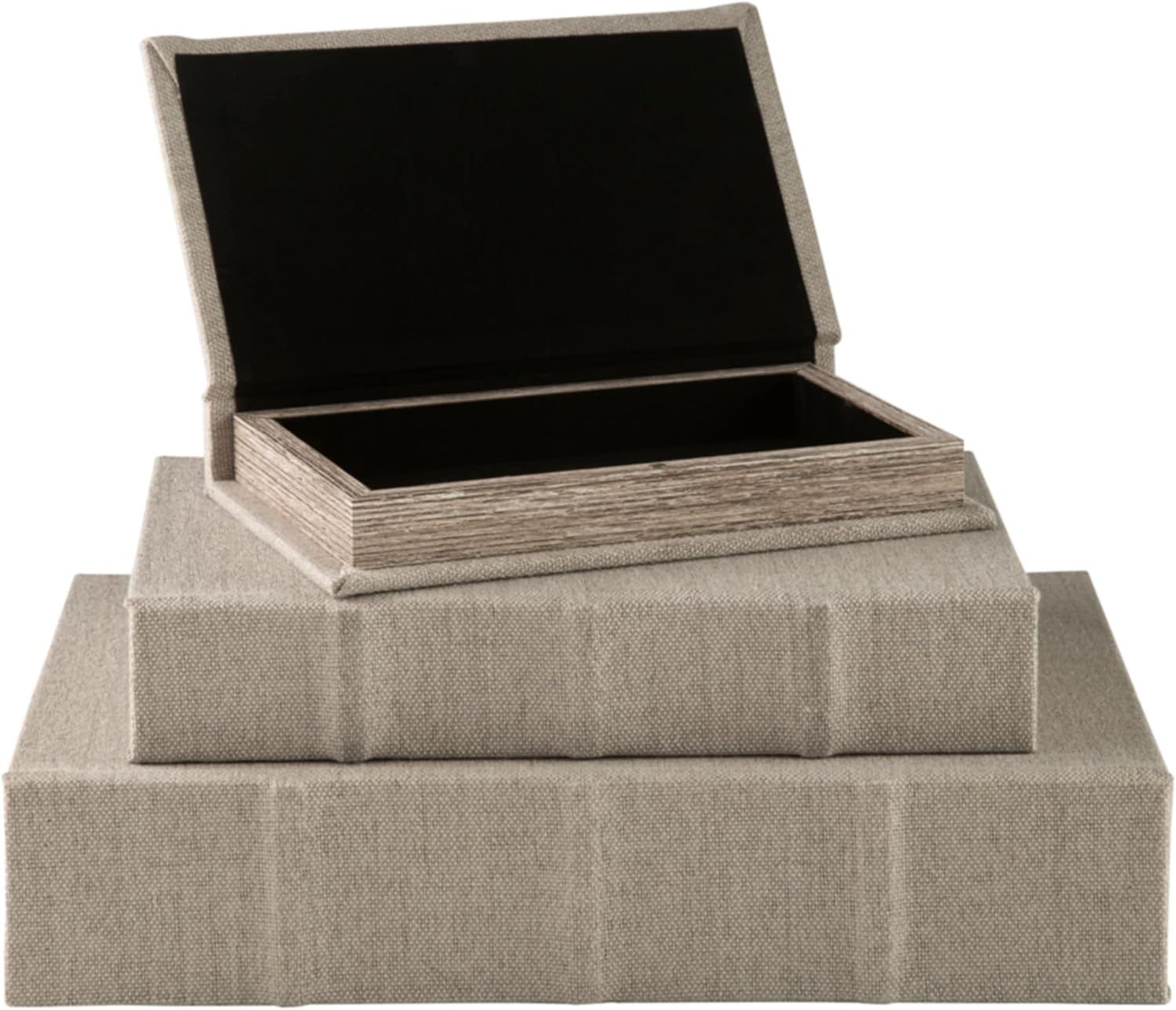 Signature Design by Ashley Jolina Vintage 3 Piece Faux Book Keepsake Storage Box Set, Gray | Amazon (US)