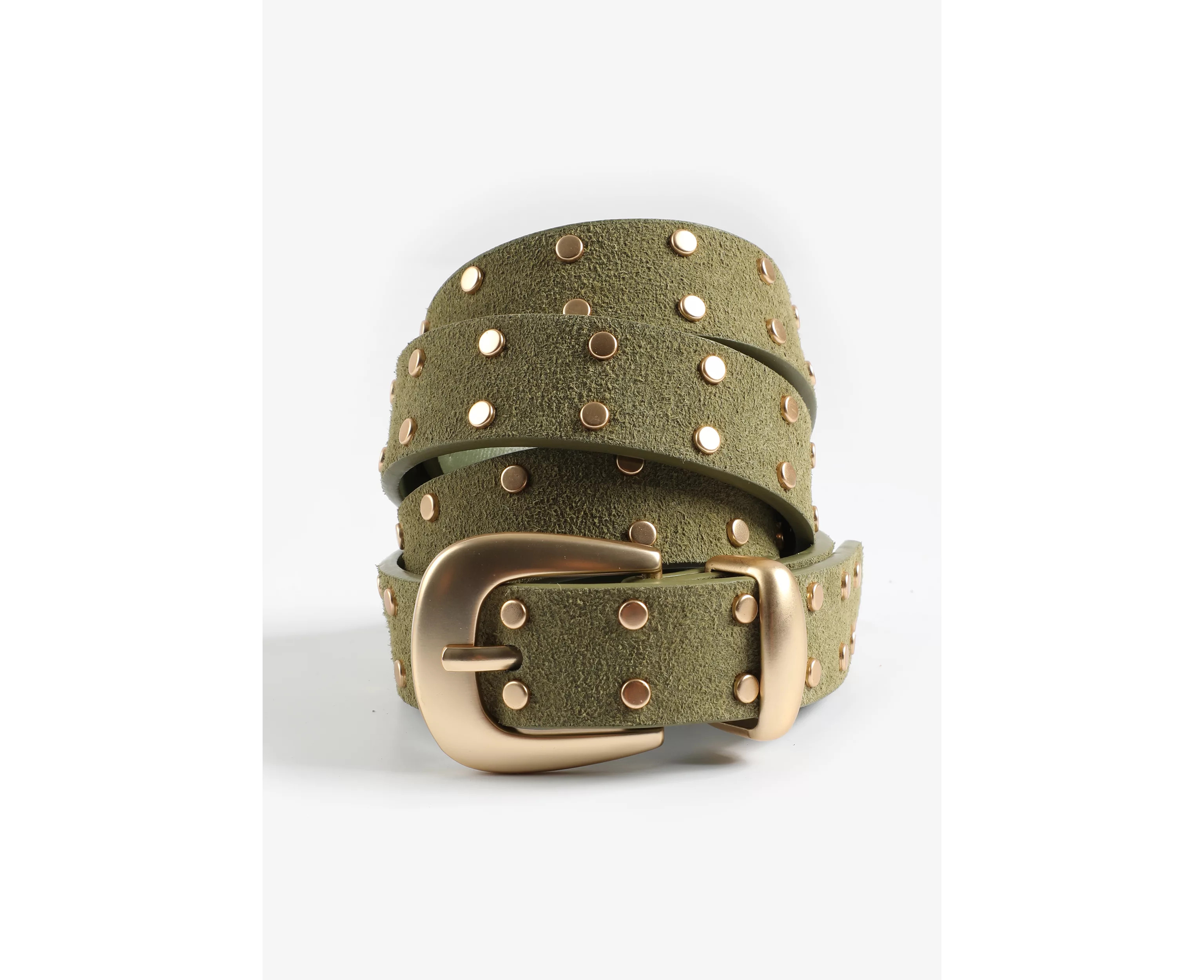 Maurices Plus Size Women's Olive Faux Suede Gold Studded Belt | Maurices