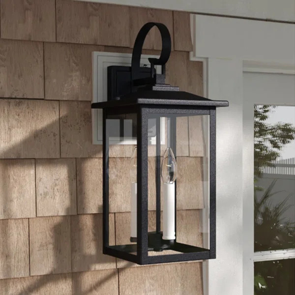 3 - Bulb 19.88'' H Outdoor Wall Lantern with Dusk to Dawn | Wayfair North America