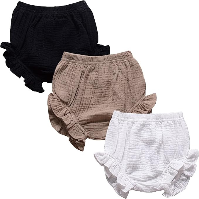 3PC Shorts Set Newborn Baby Girls Boys Pants Cotton Linen Blend Cute Floral Bloomers Triangle Sho... | Amazon (US)