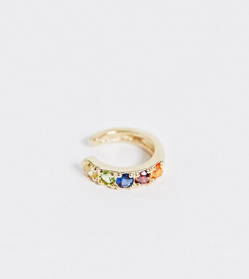 ASOS DESIGN sterling silver with gold plate ear cuff with rainbow stones | ASOS (Global)