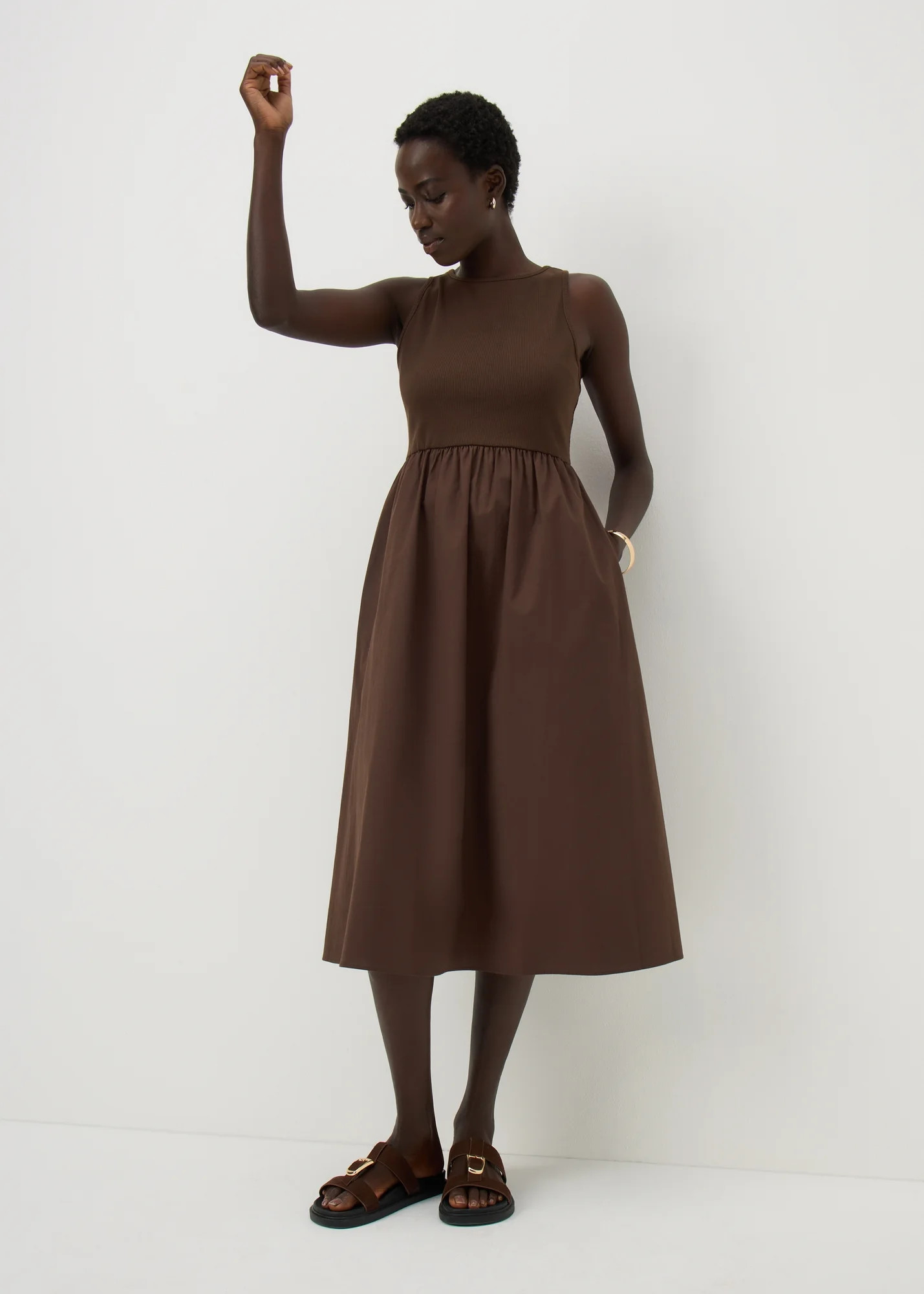Papaya Petite Chocolate Brown 2 in 1 Midi Dress | Matalan (UK)