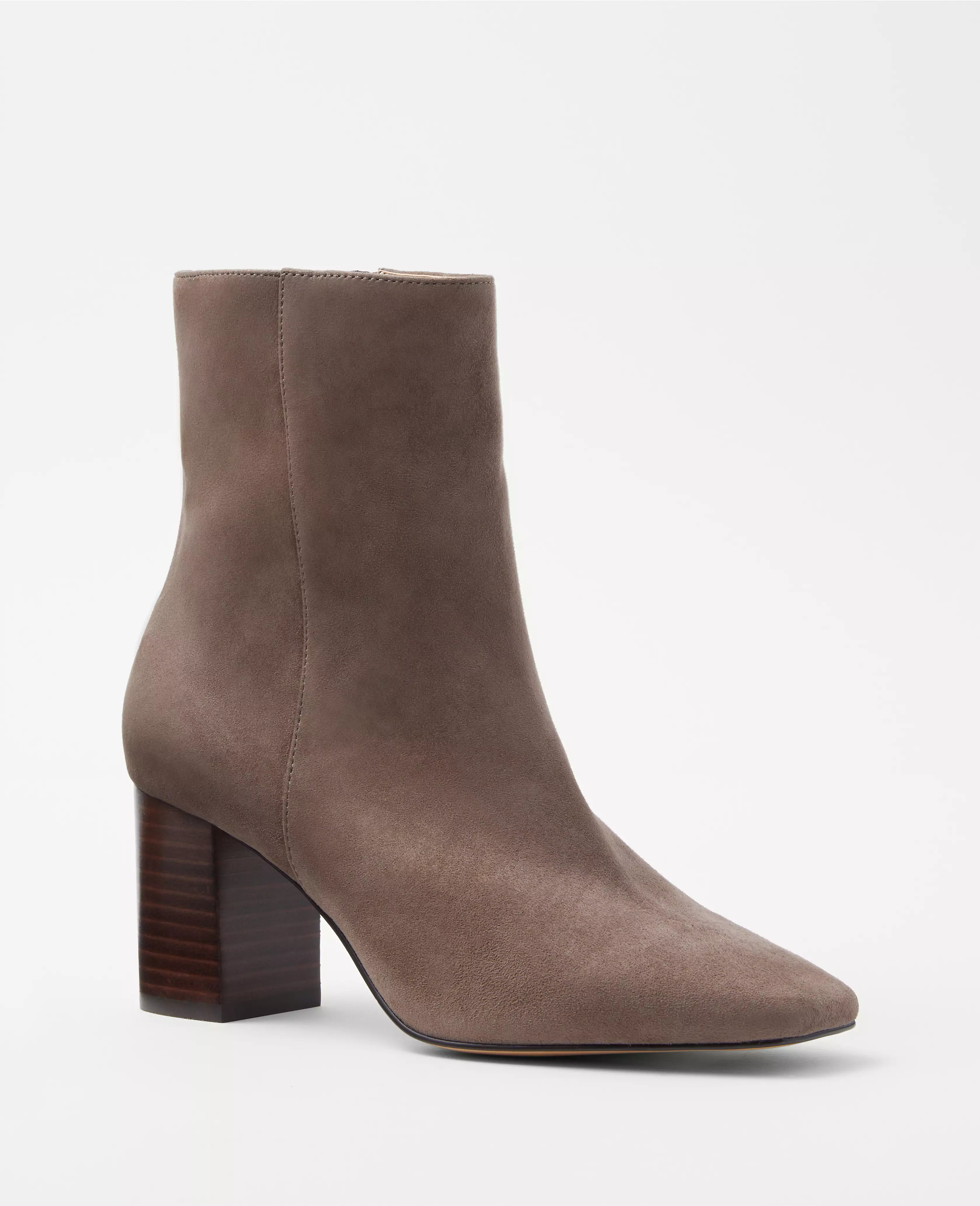 High Block Heel Suede Booties | Ann Taylor (US)