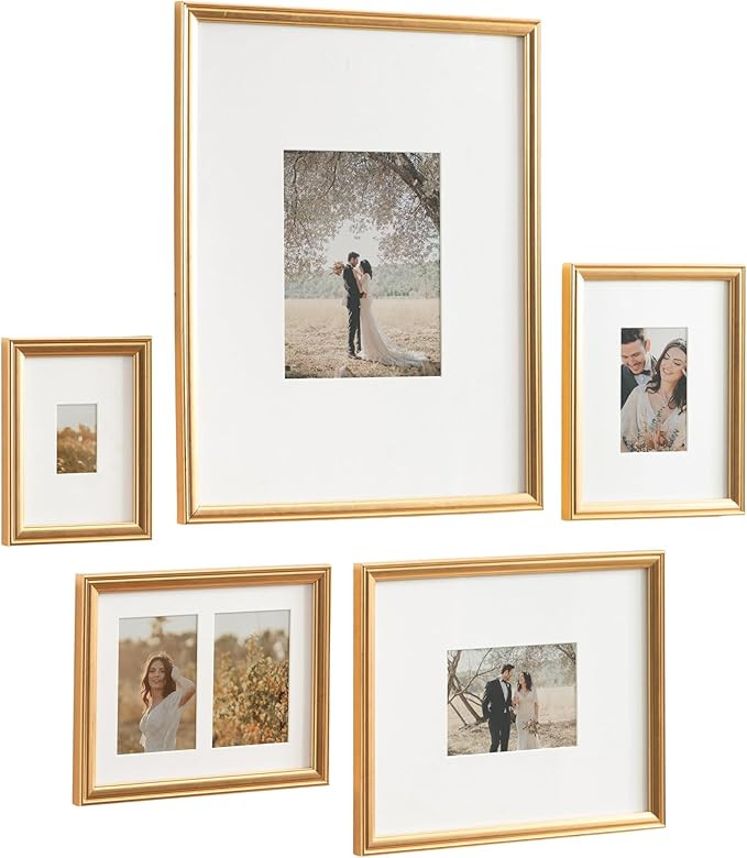 Kate and Laurel Adlynn Traditional Picture Frame Set, Set of 5, Varying Sizes, Vintage Gold, Clas... | Amazon (US)