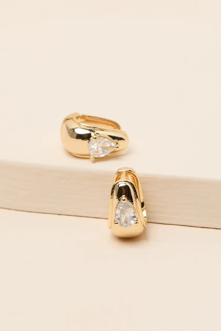Belia Gold Rhinestone Chunky Hoop Earrings | Lulus
