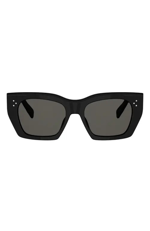 CELINE 53mm Square Sunglasses in Shiny Black/smoke at Nordstrom | Nordstrom