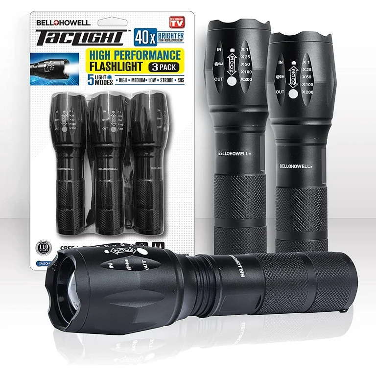 Taclight Tac Flashlight Weatherproof 5 Light Modes 40x Brighter 3 Packs 1lb as Seen on TV | Walmart (US)