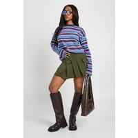 Womens Corduroy Pleated Mini Skirt - Green - 12 | boohoo (US & Canada)