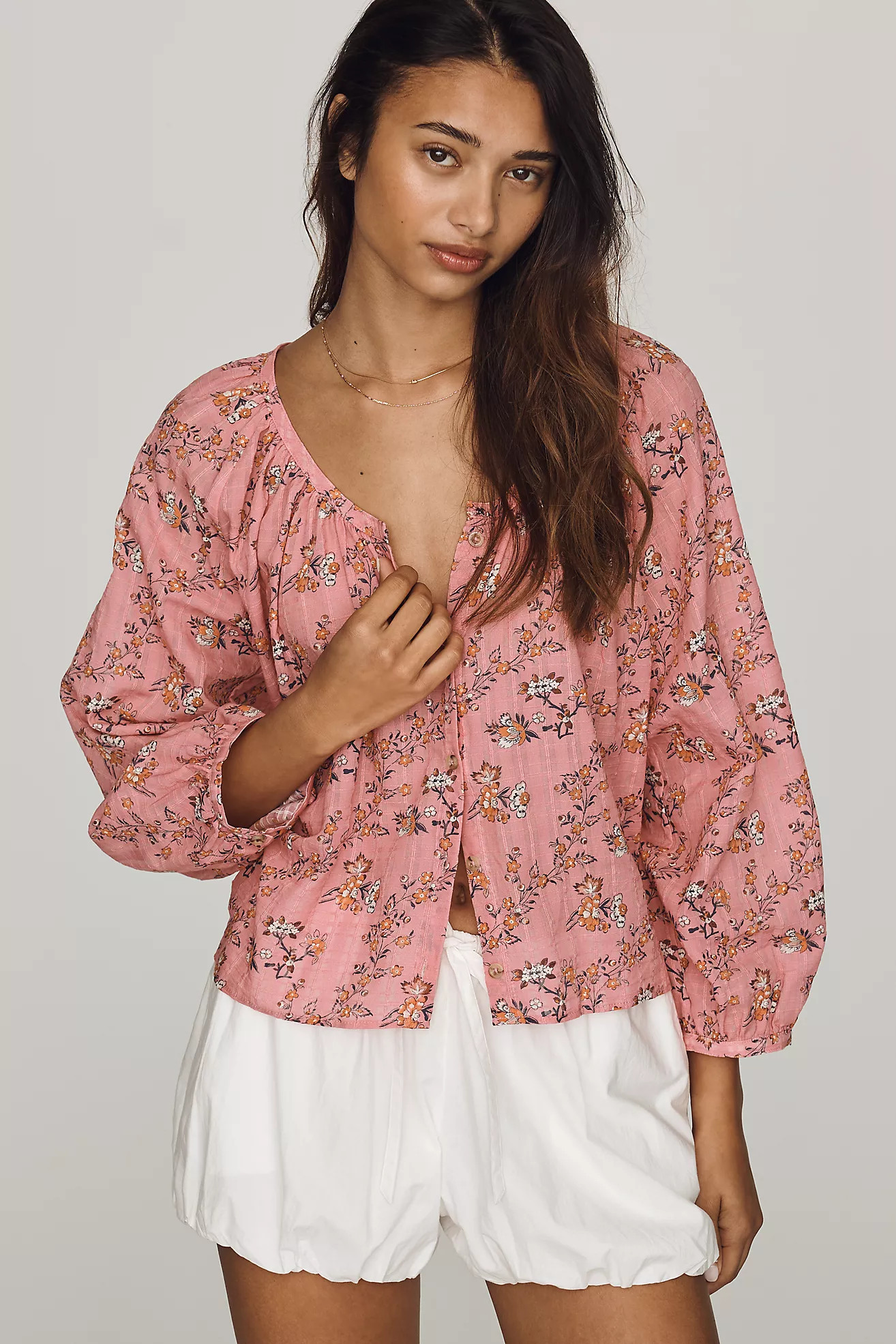 Pilcro Sidney Shrunken Scoop-Neck Blouse | Anthropologie (US)