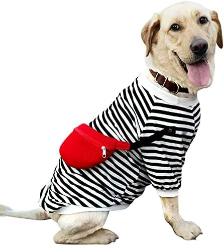 DOZCA Dog Tshirt with Detachable Bag Striped Dog Shirts Pet Clothes for Small Medium Large Boy Girl  | Amazon (US)