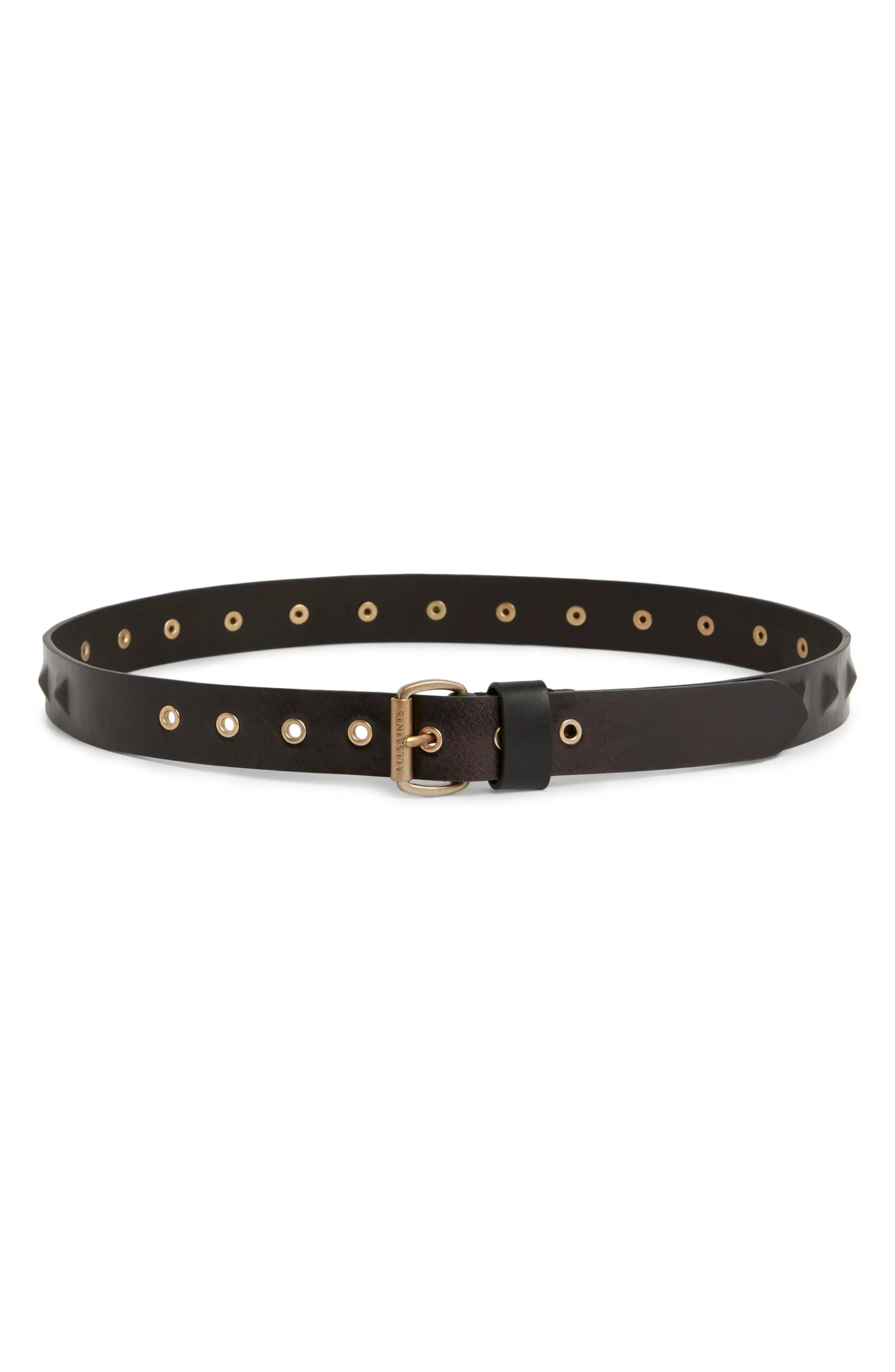 Women's Allsaints Pyramid Stud Leather Belt, Size Large - Black | Nordstrom