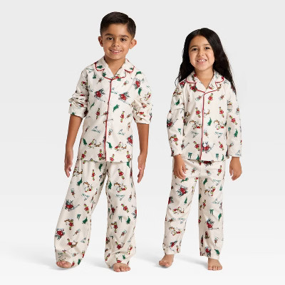 Toddler Grinch Print Long Sleeve Shirt and Pants Holiday Matching Family Pajama Set - Cream | Target