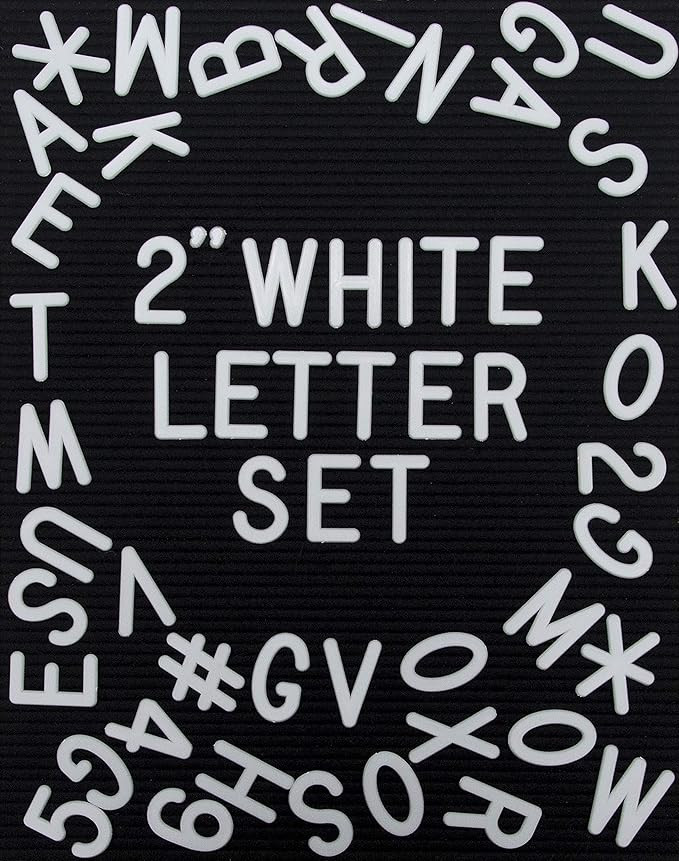 White Plastic Letter Set for Changeable Felt Letter Boards. 2 Inch Letters, Set of 326 Characters... | Amazon (US)