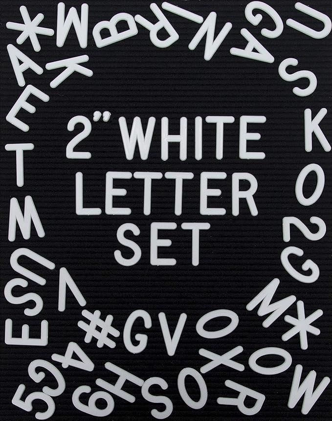 White Plastic Letter Set for Changeable Felt Letter Boards. 2 Inch Letters, Set of 326 Characters... | Amazon (US)