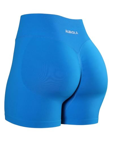AUROLA Influence Collection Workout Shorts for Women,No Roll Up Squat Proof New Scrunch Seamless Compression Gym Short, Indigo, L | Amazon (US)