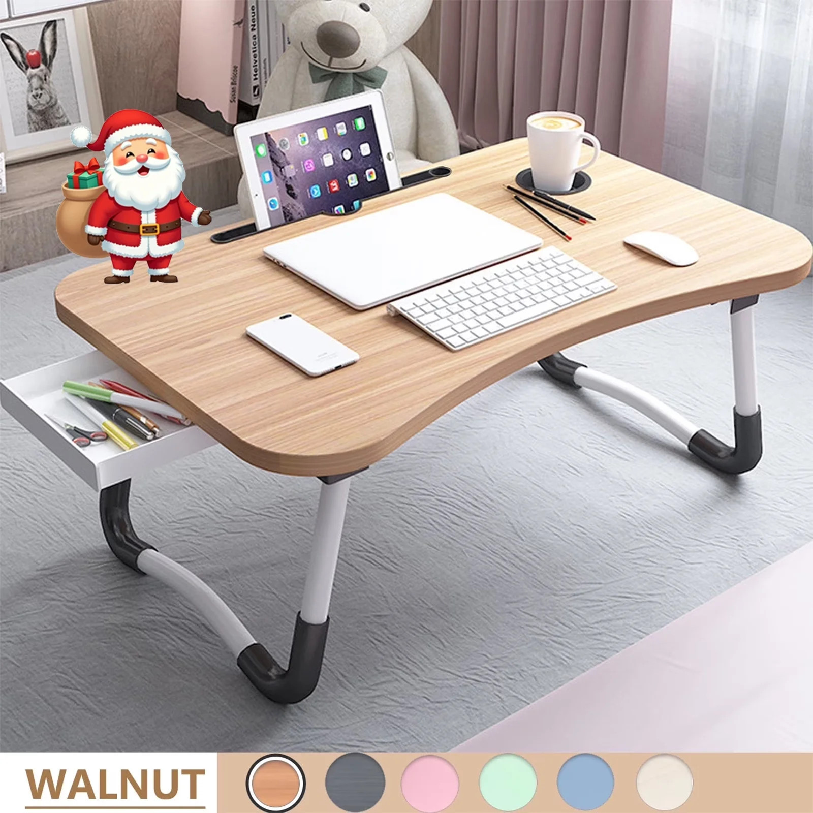 PHANCIR Foldable Lap Desk, 23.6 Inch Portable Wood Laptop Desk Table Workspace Office Organizer B... | Walmart (US)