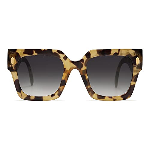SOJOS Vintage Oversized Square Sunglasses for Women,Retro Womens Luxury Big Large Sun Glasses UV400 SJ2194 Yellow Leopard | Amazon (US)