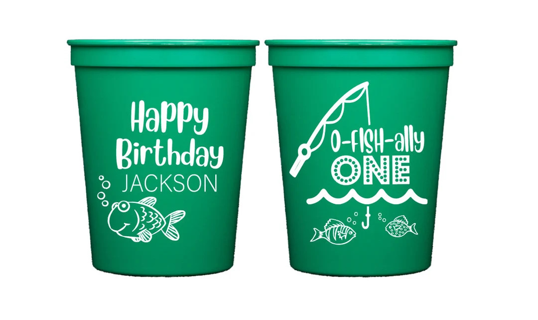 First birthday cups, Fishing birthday party cups, Fishing party cups, Fishing birthday favor, Fis... | Etsy (US)