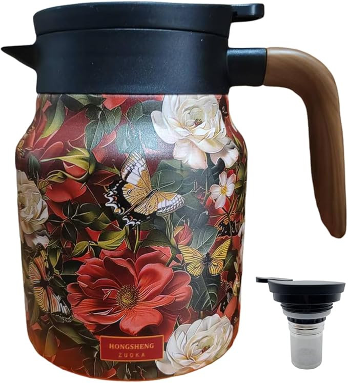 35oz Vintage Floral Teapot with Built-in Infuser - Stainless Steel Thermal Carafe, Leak-Proof Lid... | Amazon (US)