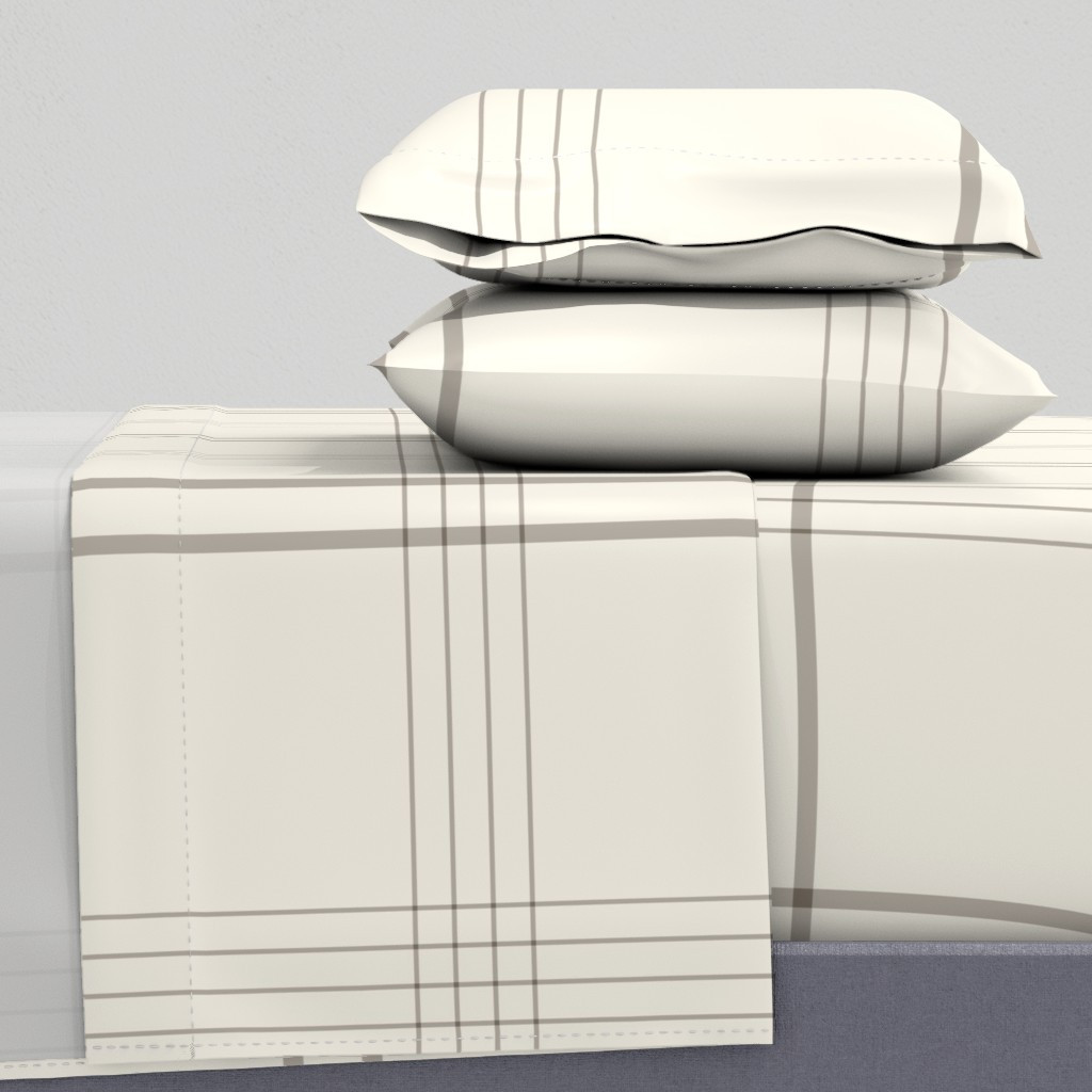 JUMBO / classic plaid stripe cloudy silver taupe creamy white simple Sheet Set | Spoonflower | Spoonflower