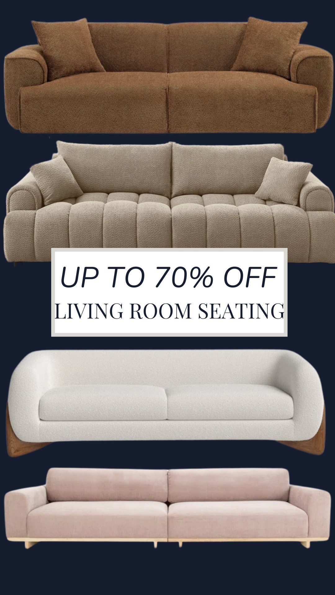 Hurry up & grab your favorite furniture pieces from Wayfair while they are still on sale! Everything is up to 70% off, but their sofas/sectionals have a ton!!

Wayfair sale
Living room furniture
Living room seating
Sofa
Couch
White sofa
Which couch
Boucle couch
Taupe couch
Brown couch
Grey couch

#LTKHome #LTKSaleAlert