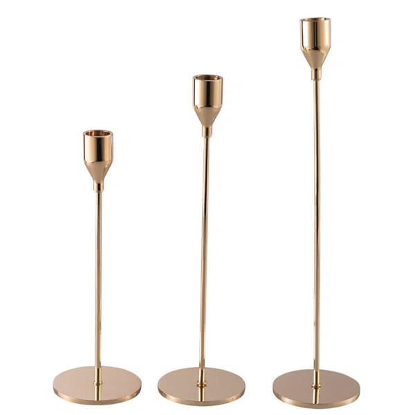 3 Piece Metal Tabletop Candlestick Set | Wayfair North America