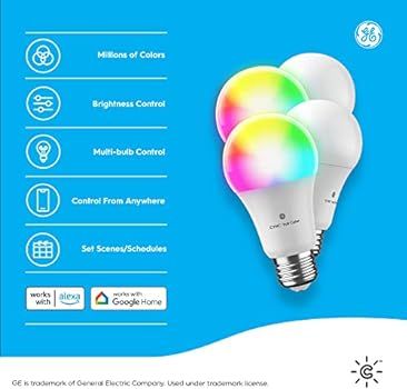 GE CYNC Smart LED Light Bulbs, Full Color, Bluetooth and Wi-Fi Enabled, Alexa and Google Home Com... | Amazon (US)