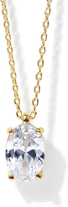 PAVOI 14K Gold Plated Cubic Zirconia Diamond Pendant Necklace for Women | Adjustable Slider | Amazon (US)