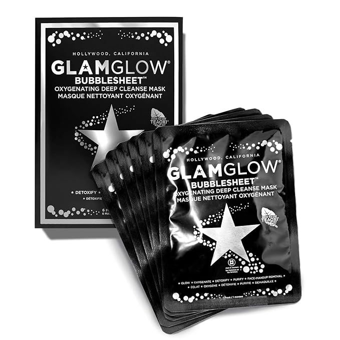 GLAM GLOW - Bubblesheet Oxygenating Deep Cleanse Mask (6 Masks) | Amazon (US)