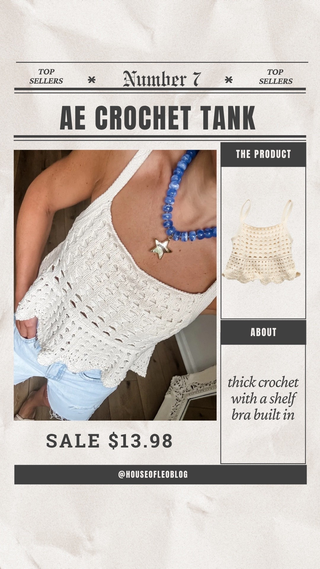 Small crochet tank top. Star necklace. Beaded necklace.

#LTKSaleAlert #LTKOver40