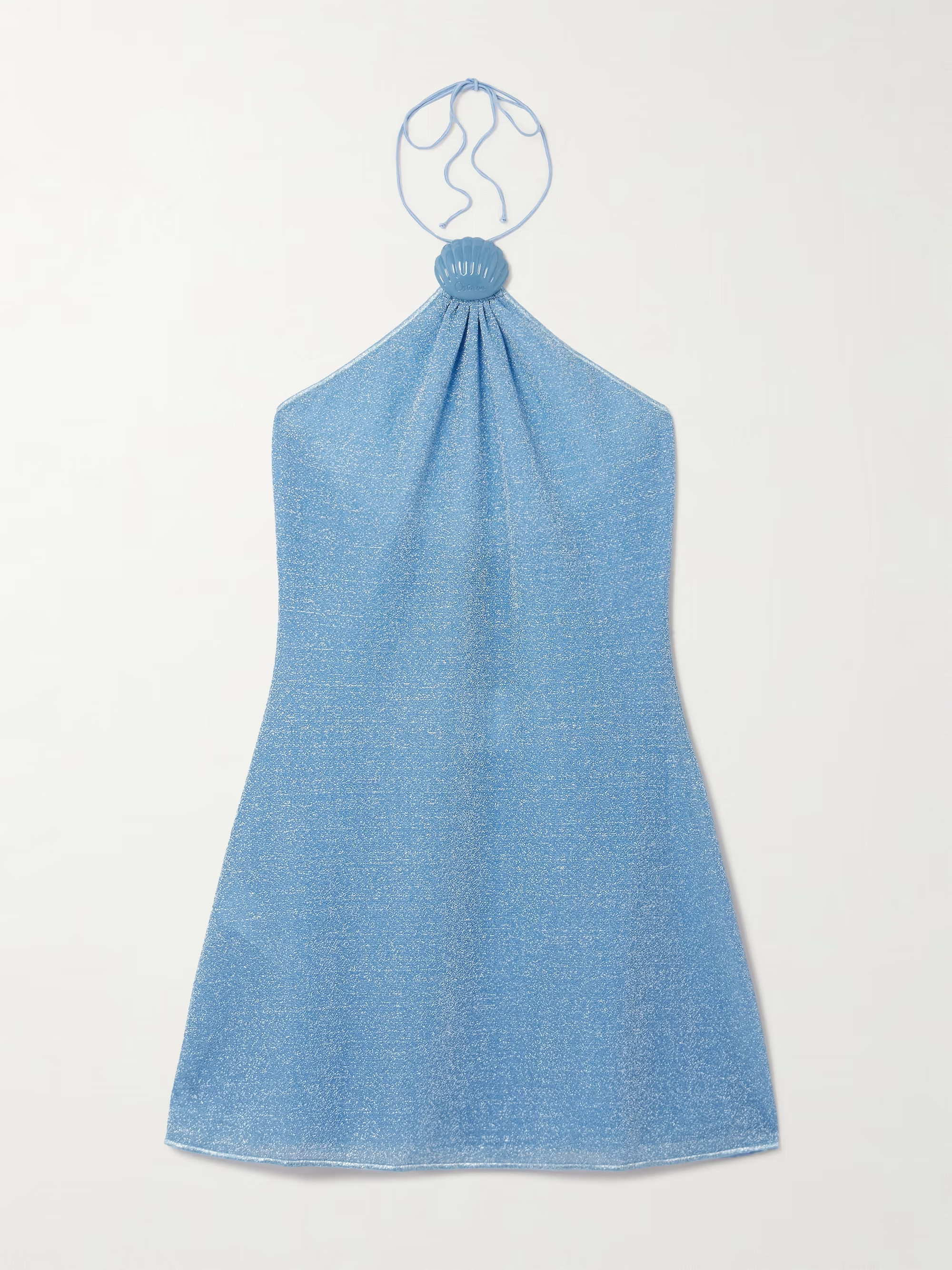 Lumière appliquéd metallic stretch-knit halterneck mini dress | NET-A-PORTER (UK & EU)